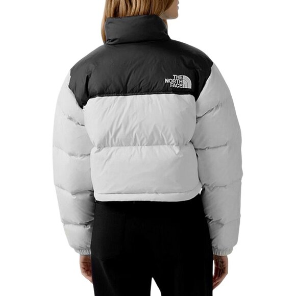 NEW! $288 North Face Nuptse Short Jacket! XXL Down Fill White Dune/TNF Black - Picture 3 of 4